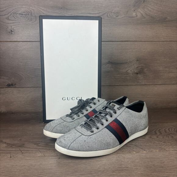 GUCCI 414684 Bambi Web Glitter Stud Silver Sneakers Men's 11.5 Low Top Shoes - Picture 16 of 16